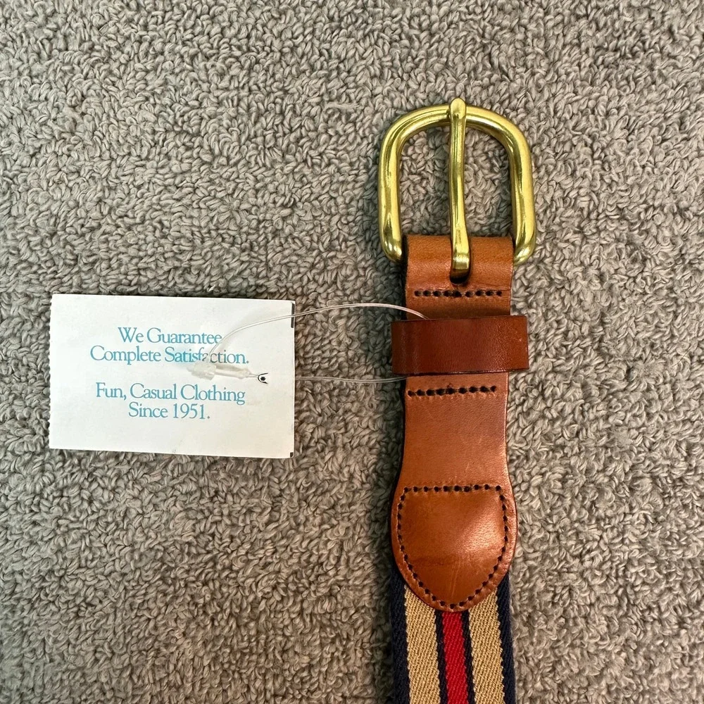 NWT Mark Fore & Strike Mens 38 Surcingle Belt Leather Man Ltd Navy Striped USA